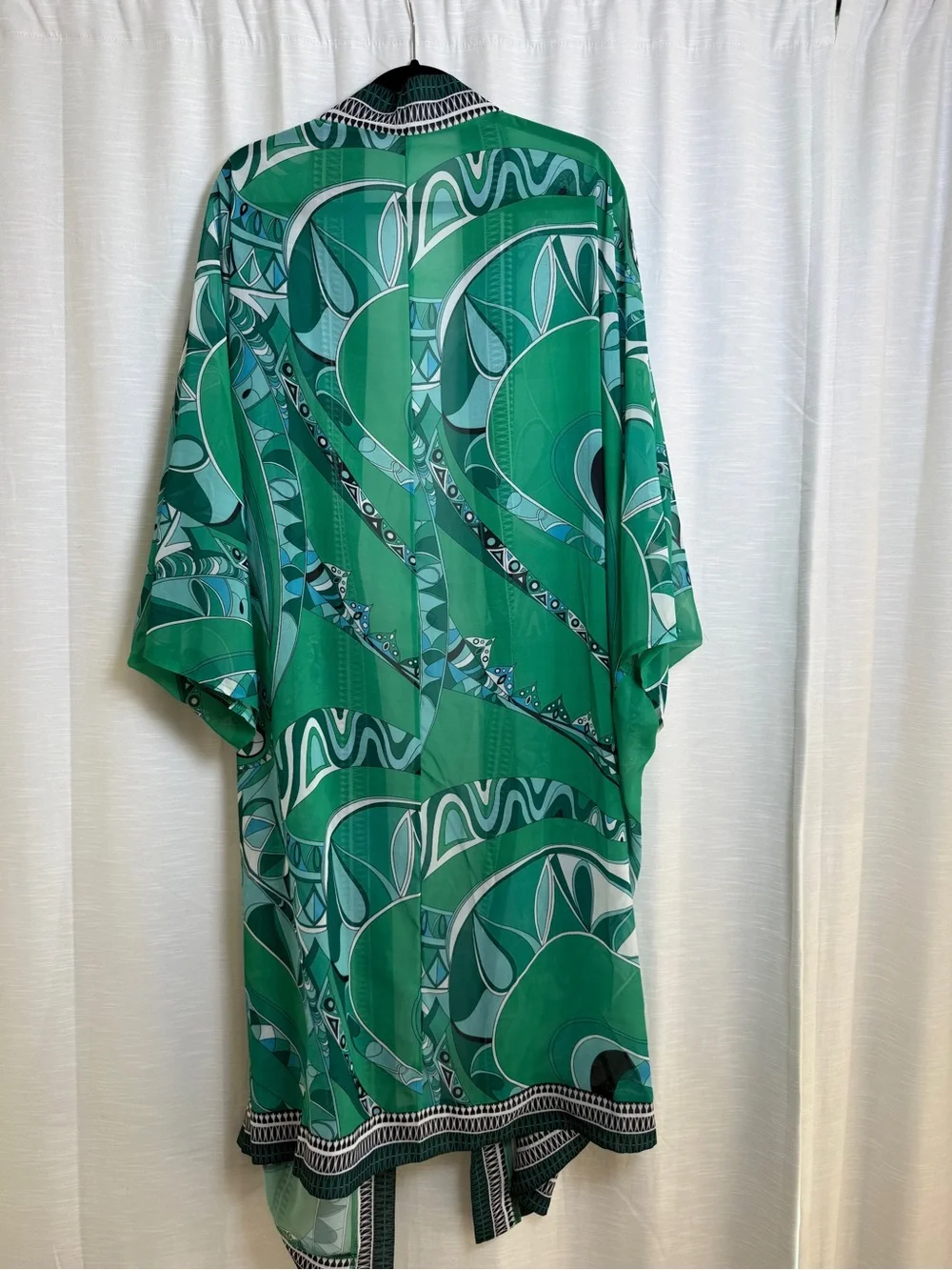 Green Abstract Print Kimono & Shorts Matching Set | Size S